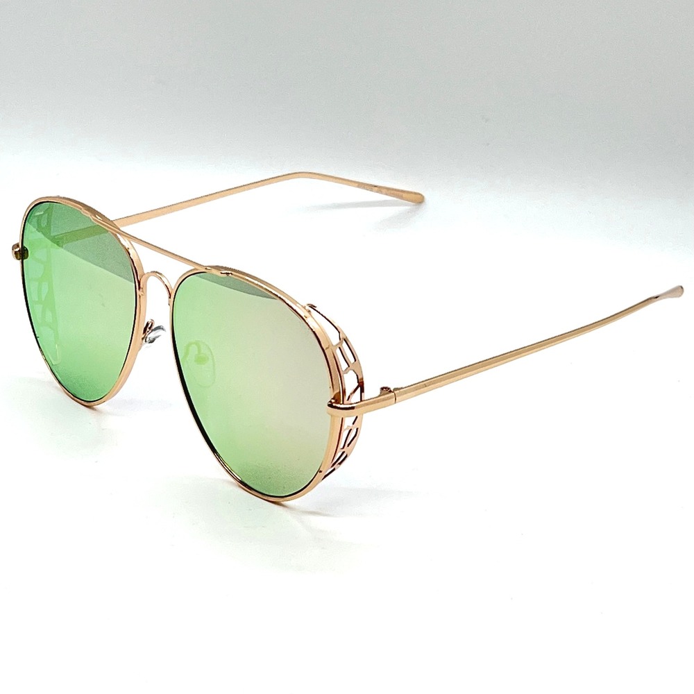 Aviator Sunglasses Mirrored‎ Lens Gold Frame Fashion Trendy Street Beach Shades
